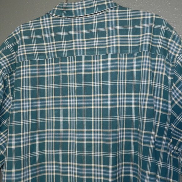 Carhartt Mens Greenish Blueish Plaid Button Down Short Sleeve Shirt Size XXL - Picture 6 of 8